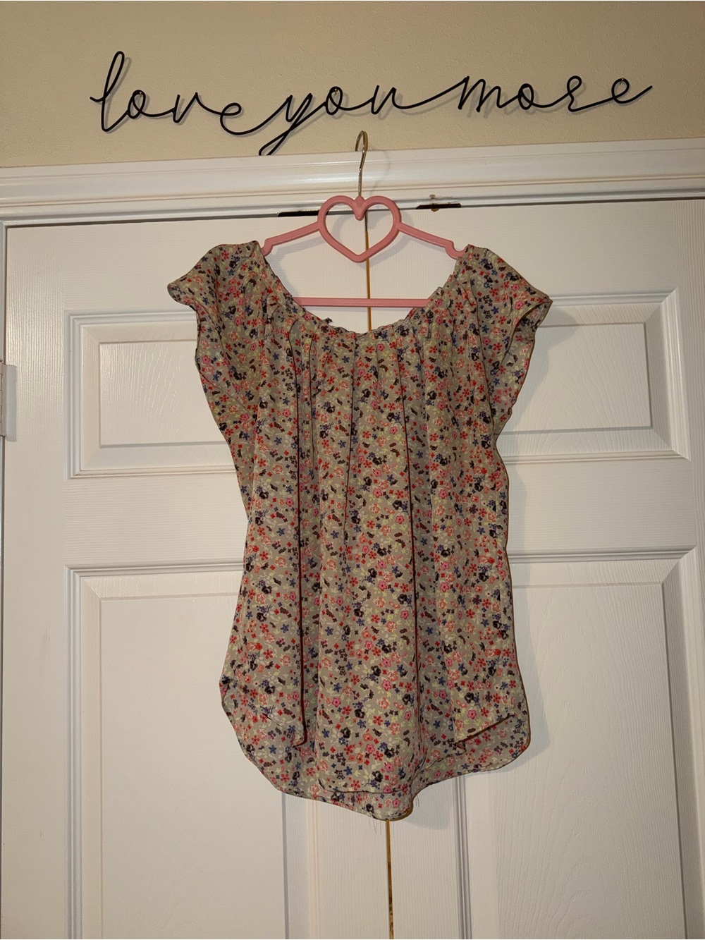 LC Lauren Conrad Beige Floral Blouse